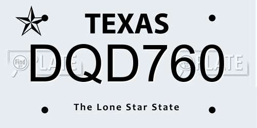 DQD760 Texas License Plate