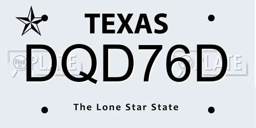 DQD76D Texas License Plate