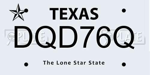 DQD76Q Texas License Plate