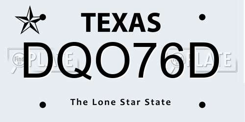 DQO76D Texas License Plate