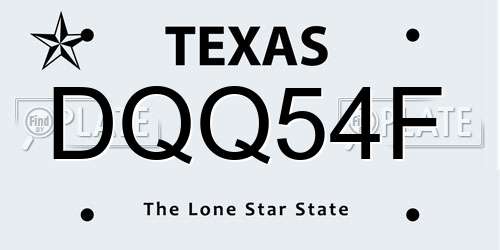 DQQ54F Texas License Plate