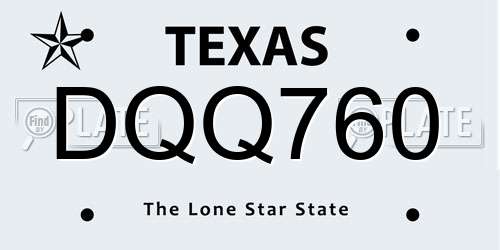 DQQ760 Texas License Plate