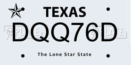 DQQ76D Texas License Plate