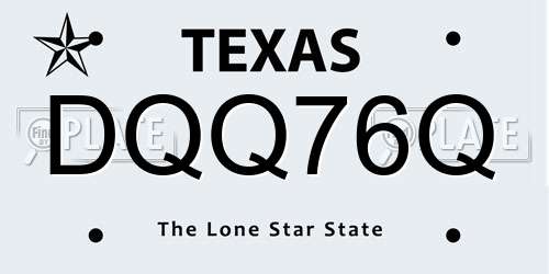 DQQ76Q Texas License Plate