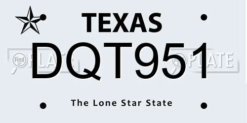 DQT951 Texas License Plate