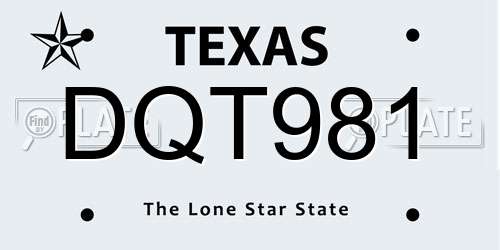 DQT981 Texas License Plate