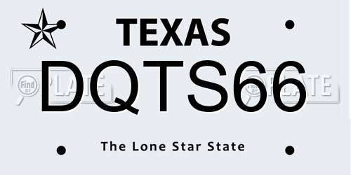 DQTS66 Texas License Plate