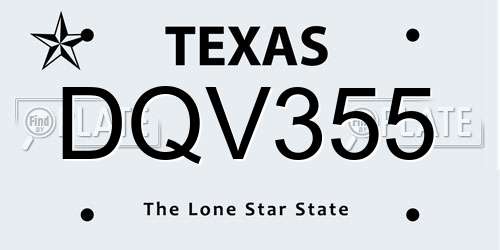 DQV355 Texas License Plate