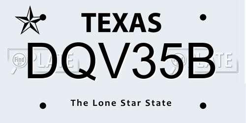 DQV35B Texas License Plate