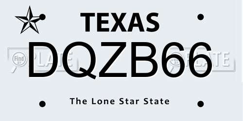 DQZB66 Texas License Plate