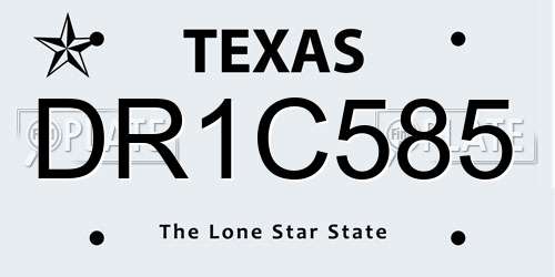 DR1C585 Texas License Plate