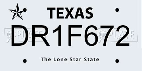 DR1F672 Texas License Plate