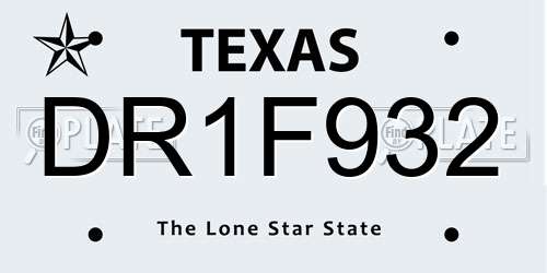 DR1F932 Texas License Plate