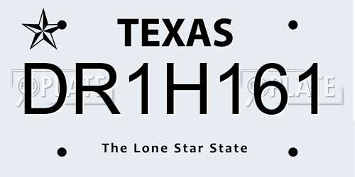 DR1H161 Texas License Plate