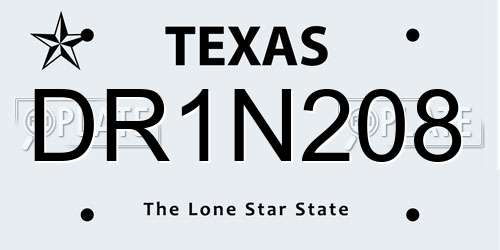 DR1N208 Texas License Plate