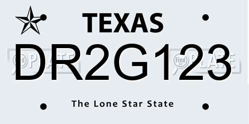 DR2G123 Texas License Plate