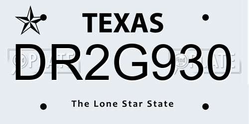 DR2G930 Texas License Plate