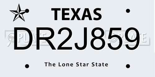 DR2J859 Texas License Plate