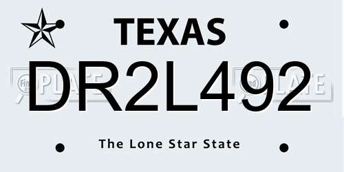 DR2L492 Texas License Plate