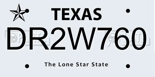 DR2W760 Texas License Plate