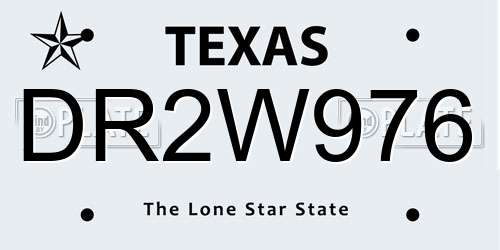 DR2W976 Texas License Plate