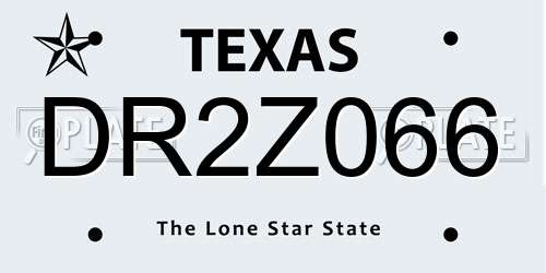 DR2Z066 Texas License Plate