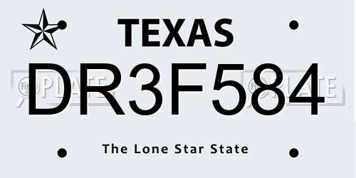 DR3F584 Texas License Plate