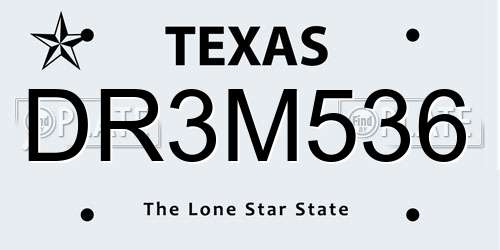 DR3M536 Texas License Plate