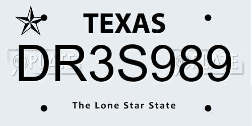 DR3S989 Texas License Plate