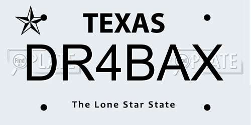 DR4BAX Texas License Plate