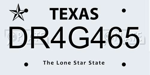DR4G465 Texas License Plate