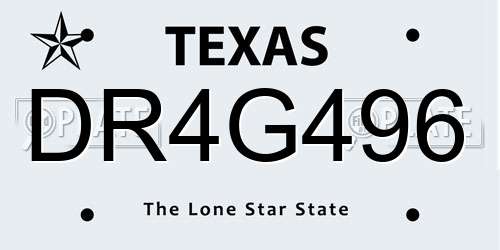 DR4G496 Texas License Plate
