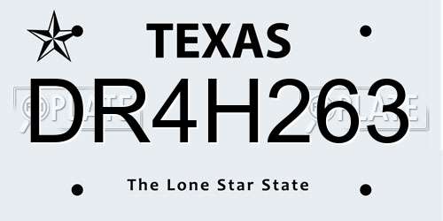 DR4H263 Texas License Plate