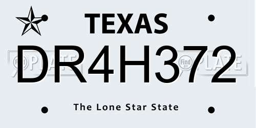 DR4H372 Texas License Plate