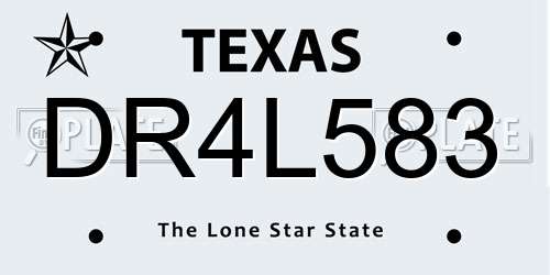DR4L583 Texas License Plate
