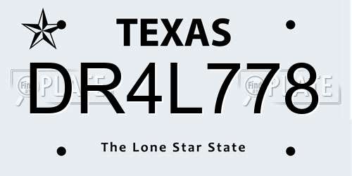 DR4L778 Texas License Plate