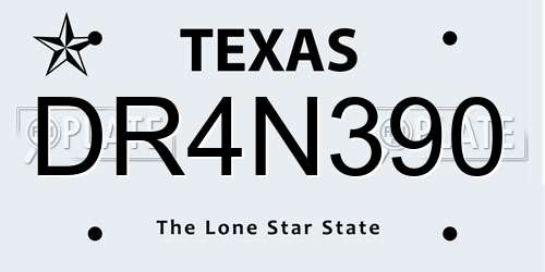 DR4N390 Texas License Plate