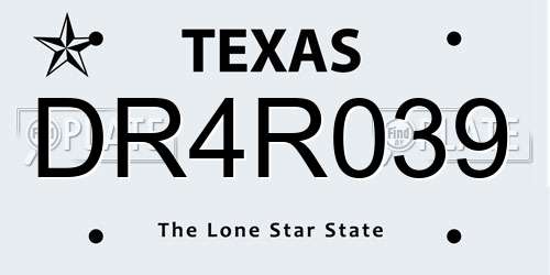 DR4R039 Texas License Plate