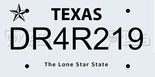 DR4R219 Texas License Plate