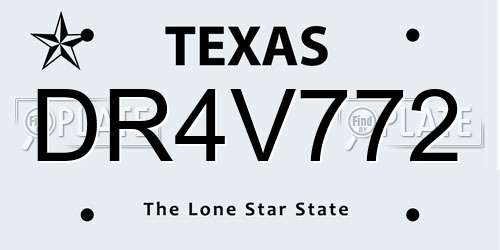 DR4V772 Texas License Plate