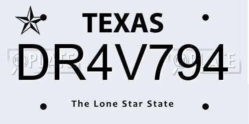 DR4V794 Texas License Plate