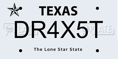 DR4X5T Texas License Plate