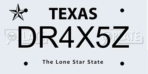 DR4X5Z Texas License Plate