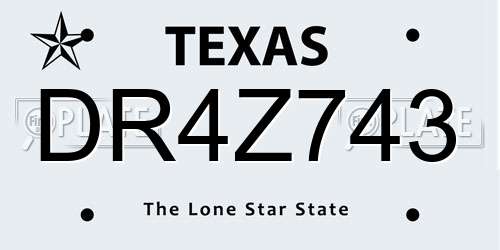 DR4Z743 Texas License Plate