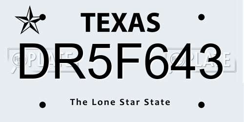 DR5F643 Texas License Plate