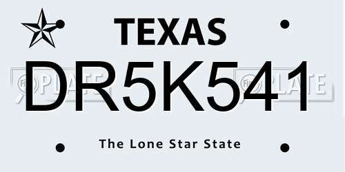 DR5K541 Texas License Plate
