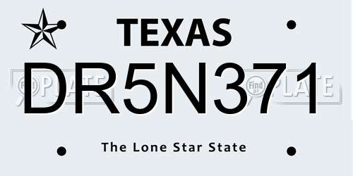 DR5N371 Texas License Plate