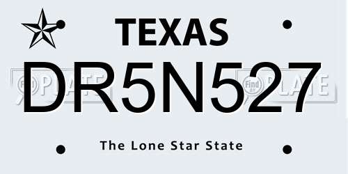 DR5N527 Texas License Plate