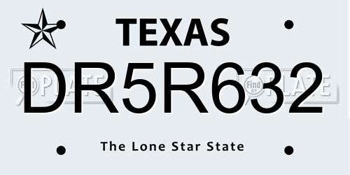 DR5R632 Texas License Plate