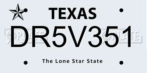 DR5V351 Texas License Plate